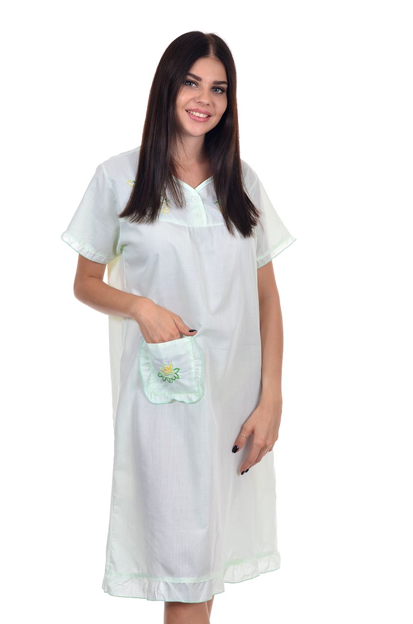 Оптом - Женская ночная рубашка с вышивкой - 0010-1 - domopta.ru
