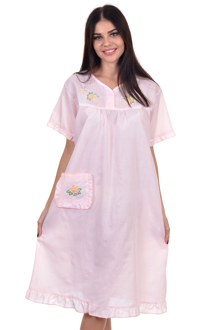 Оптом - Женская ночная рубашка с вышивкой - 0010-1 - domopta.ru