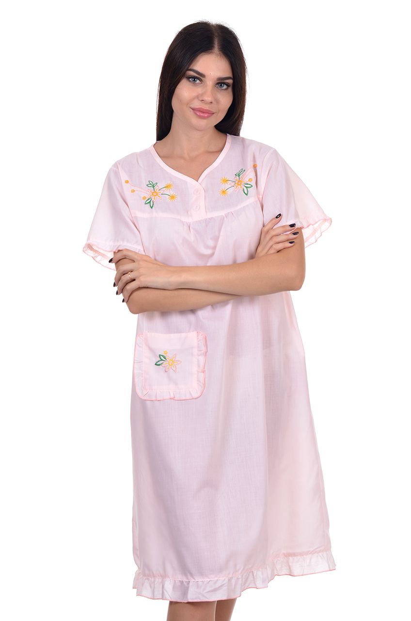 Оптом - Женская ночная рубашка, вышивка - 0010-2 - domopta.ru