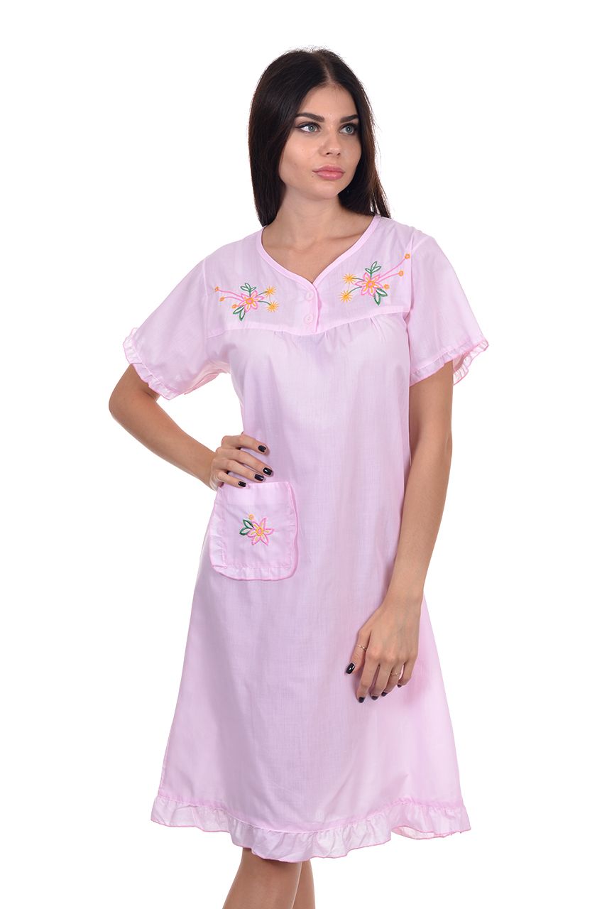 Оптом - Женская ночная рубашка, вышивка - 0010-2 - domopta.ru