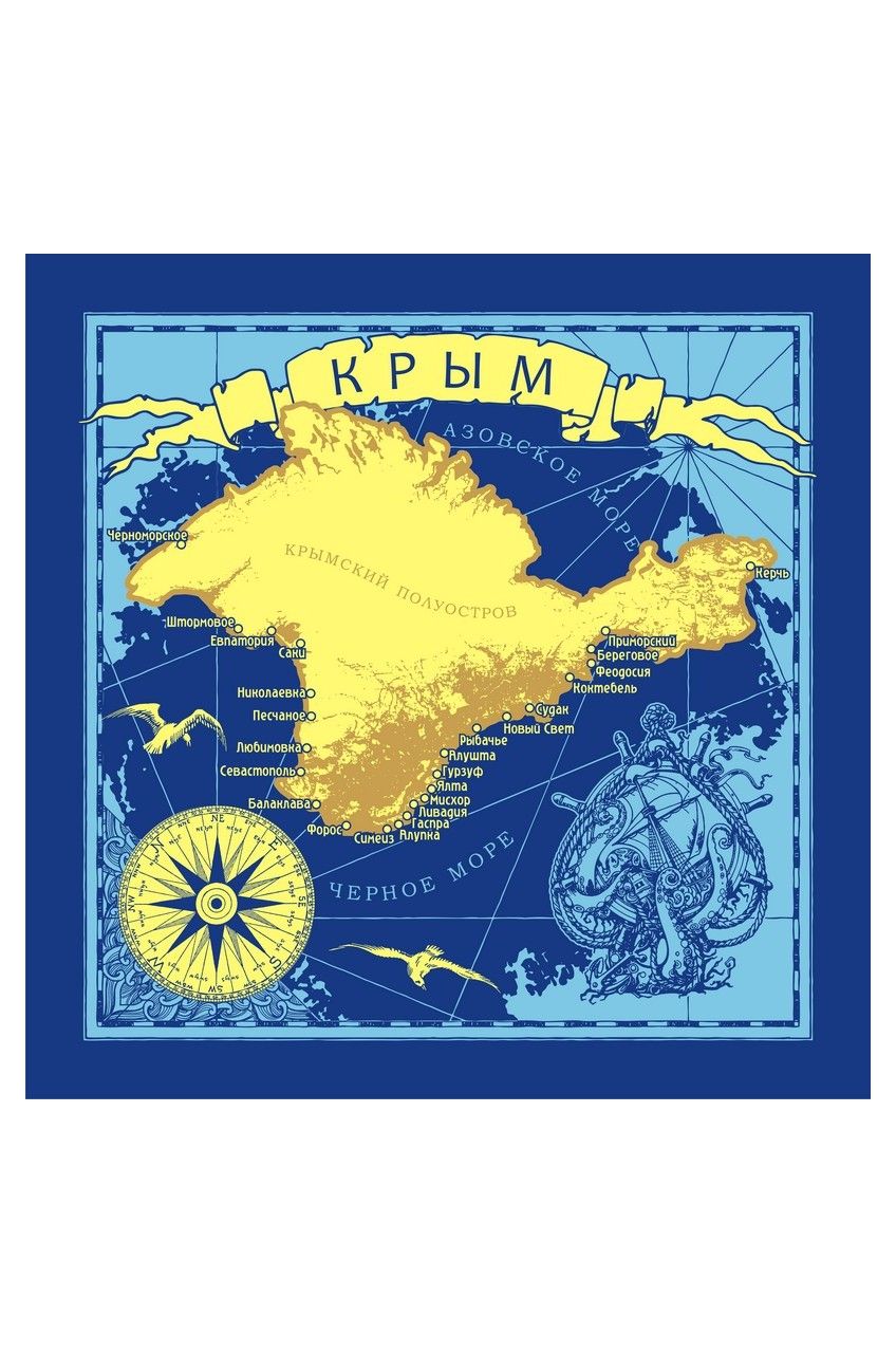 Оптом - Бандана хлопковая, с рисунком Крым - 10048-2 - domopta.ru