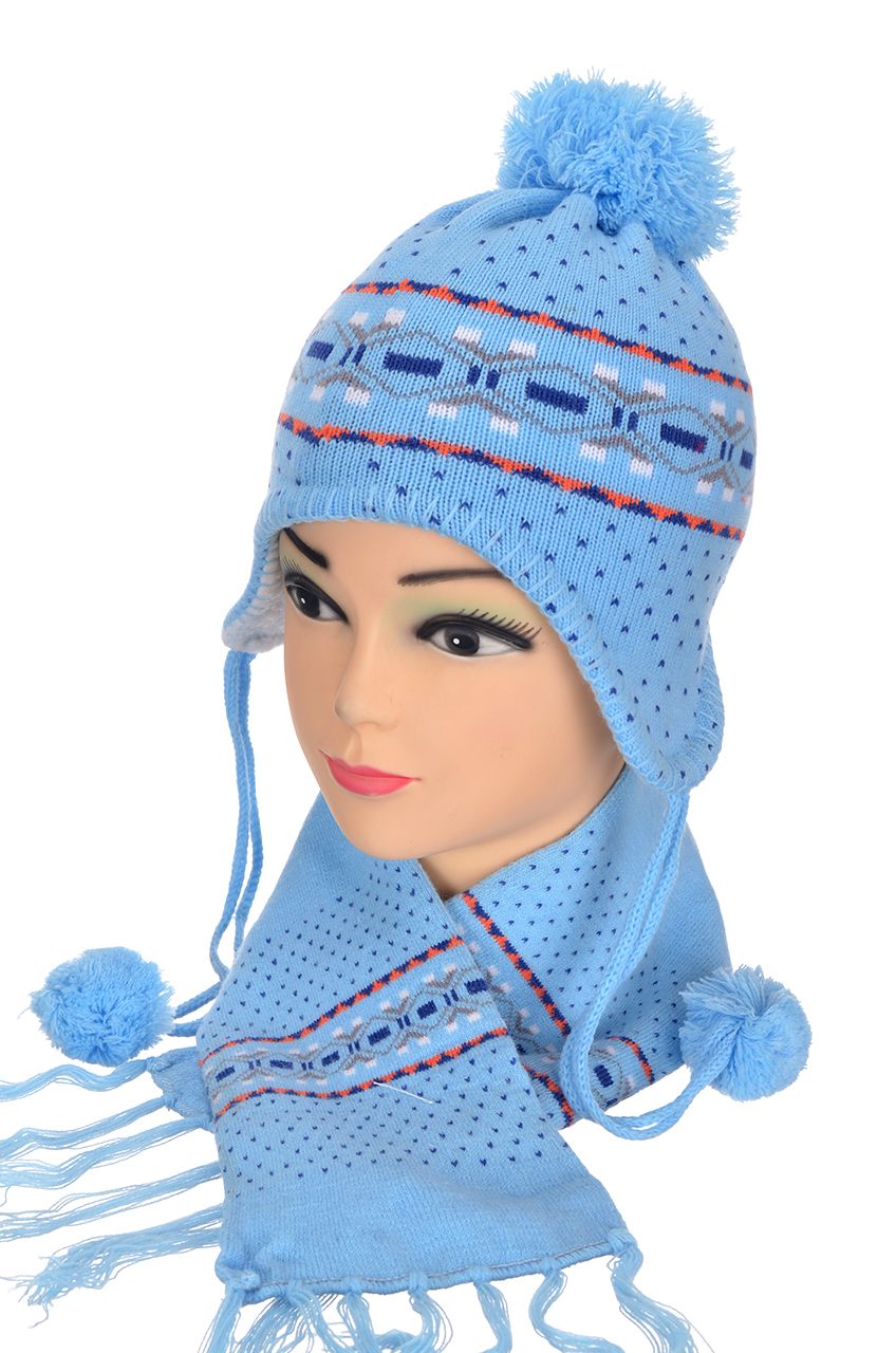 Оптом - Комплект детский (шапка ушака, утепленная + шарф) - 70472 - domopta.ru
