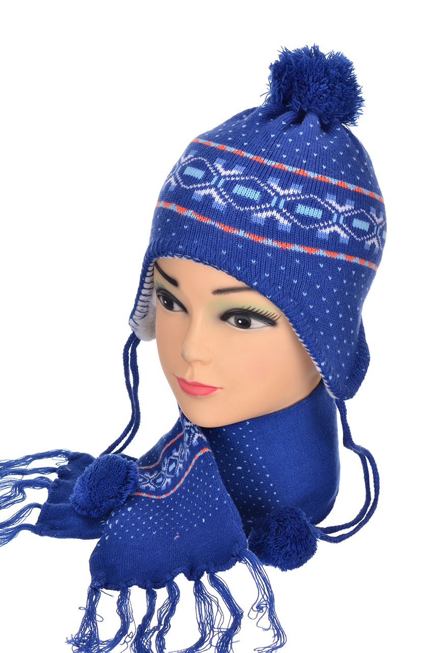 Оптом - Комплект детский (шапка ушака, утепленная + шарф) - 70472 - domopta.ru