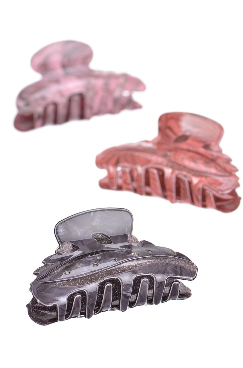 Оптом - Заколка для волос, краб (7 см), пластик, камни, модель 969025-3 - 969025-3 - domopta.ru