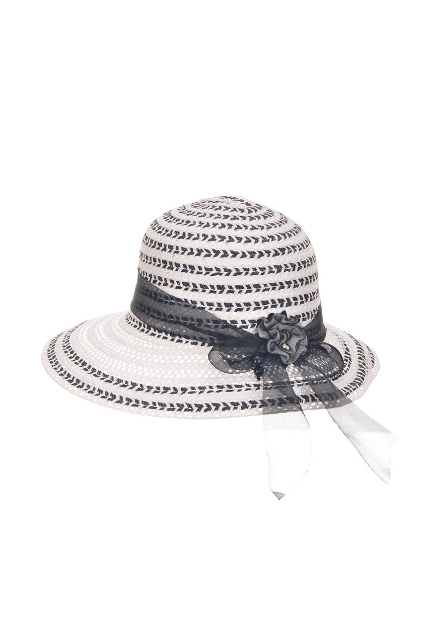 Оптом - Шляпа капор плетенная, поле 8 (см) - B584 - domopta.ru