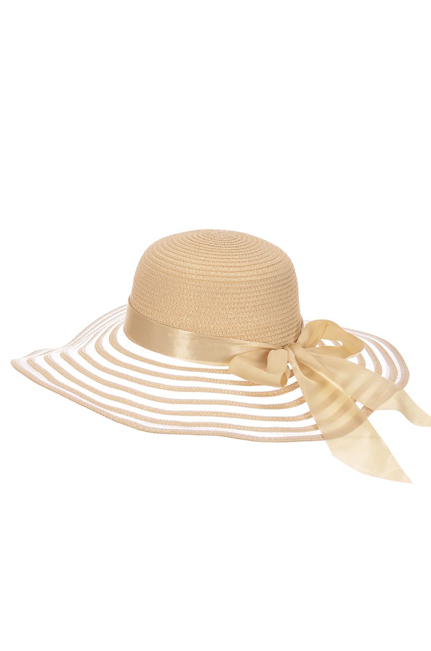 Оптом - Шляпа женская, из плетенной соломки с ажурными вставками, поле 12 (см) - B666 - domopta.ru