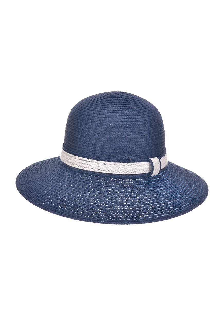 Оптом - Шляпа из плетенной соломки, с лентой, поле 8 (см) - B709 - domopta.ru