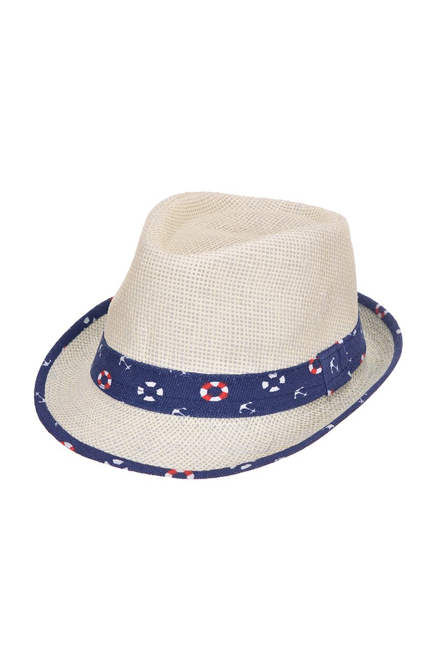 Оптом - Шляпа итальянка, комбинированная, соломка/ткань - S858 - domopta.ru